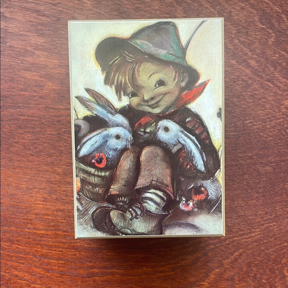 Small vintage style wooden music box,